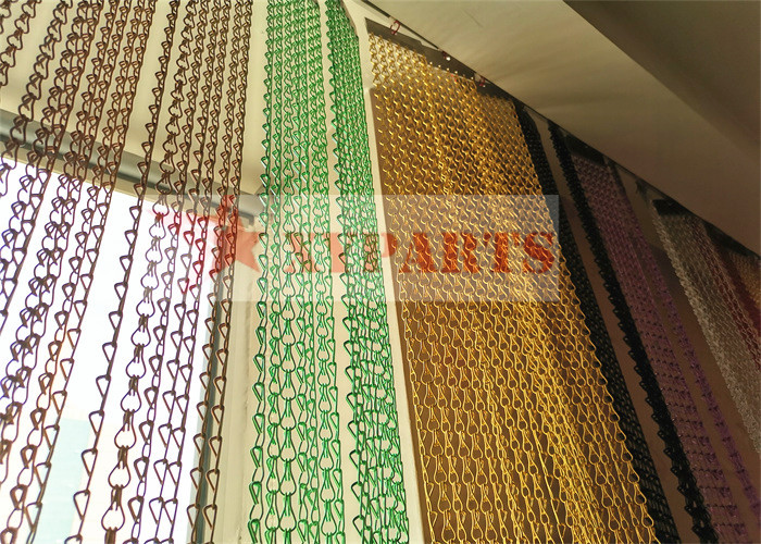 Colorful Double Hook Decorative Aluminum Chain Link Mesh For Shower Curtain