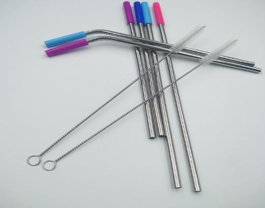 Tooth Protection Flexible Silicone Tubing Food Grade Stainless Steel Straw Head Silicone Sleeve
