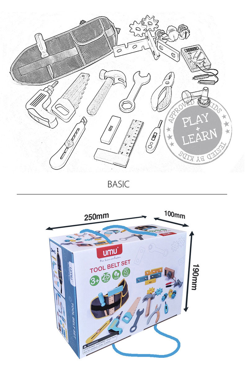 Wooden Toy Children Role Playing Engineer Set for Unisex Repairer Simulation Home Set
