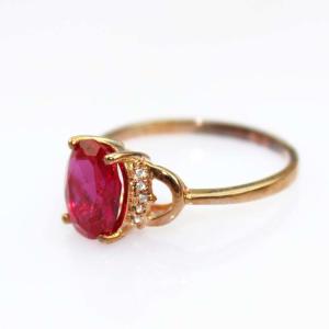 China Rose Gold Plated Jewelry 7x9mm Oval Pink Cubic Zircon Silver Ring(R243) wholesale