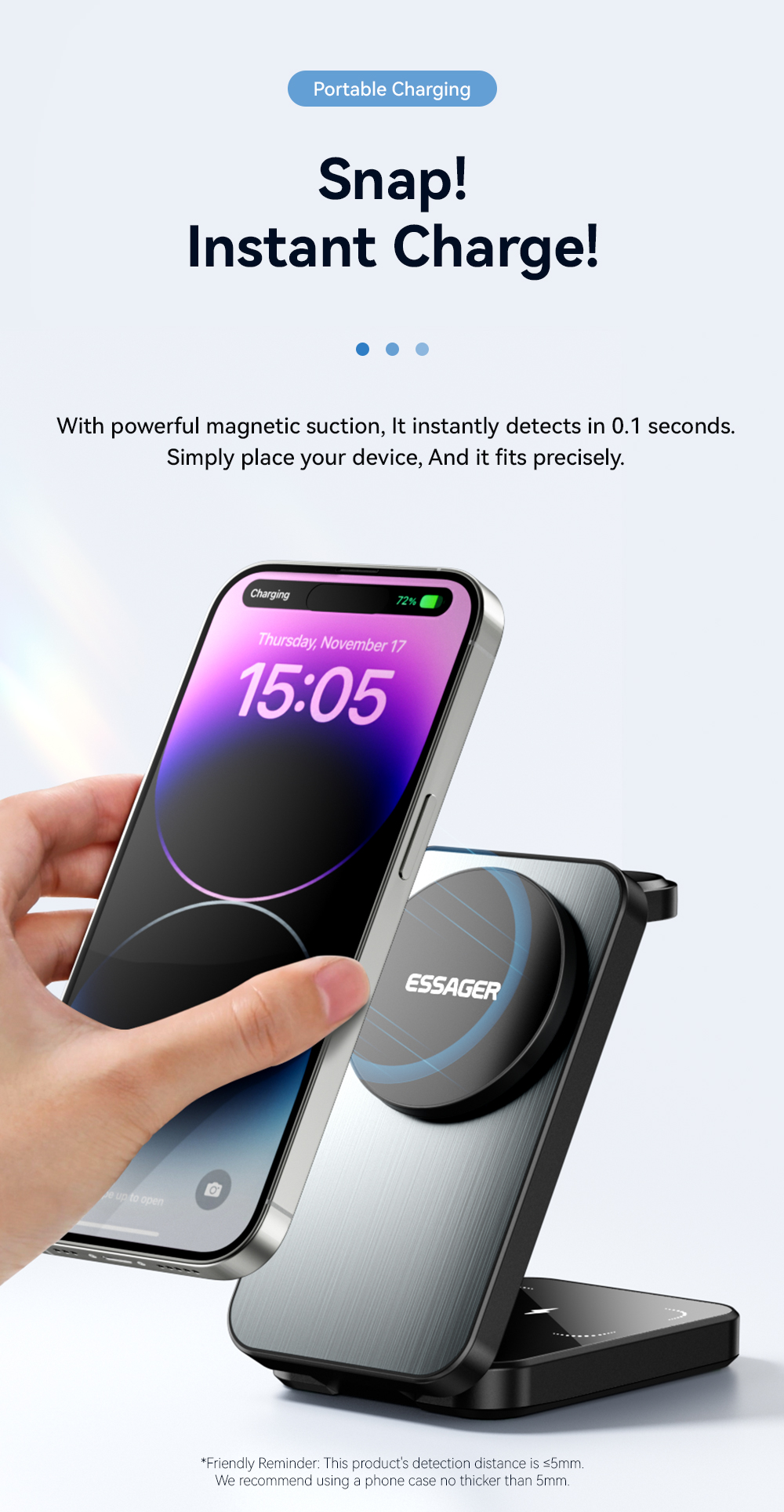ESSAGER OJD-112 Series Desktop Cell Phone Wireless Charging Station OTP