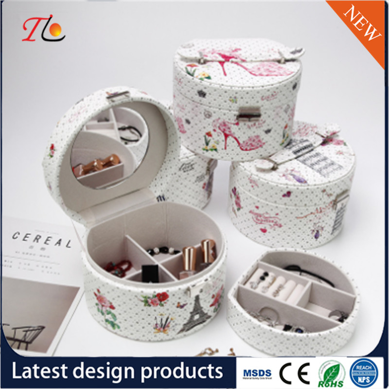 High end and elegant PU leather jewelry box for wholesale from manufacturer jewelry box with mirror box drawer