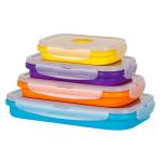 Reusable Fun Healthy Kids Silicon Rubber Collapsible Microwave Folding Lunch