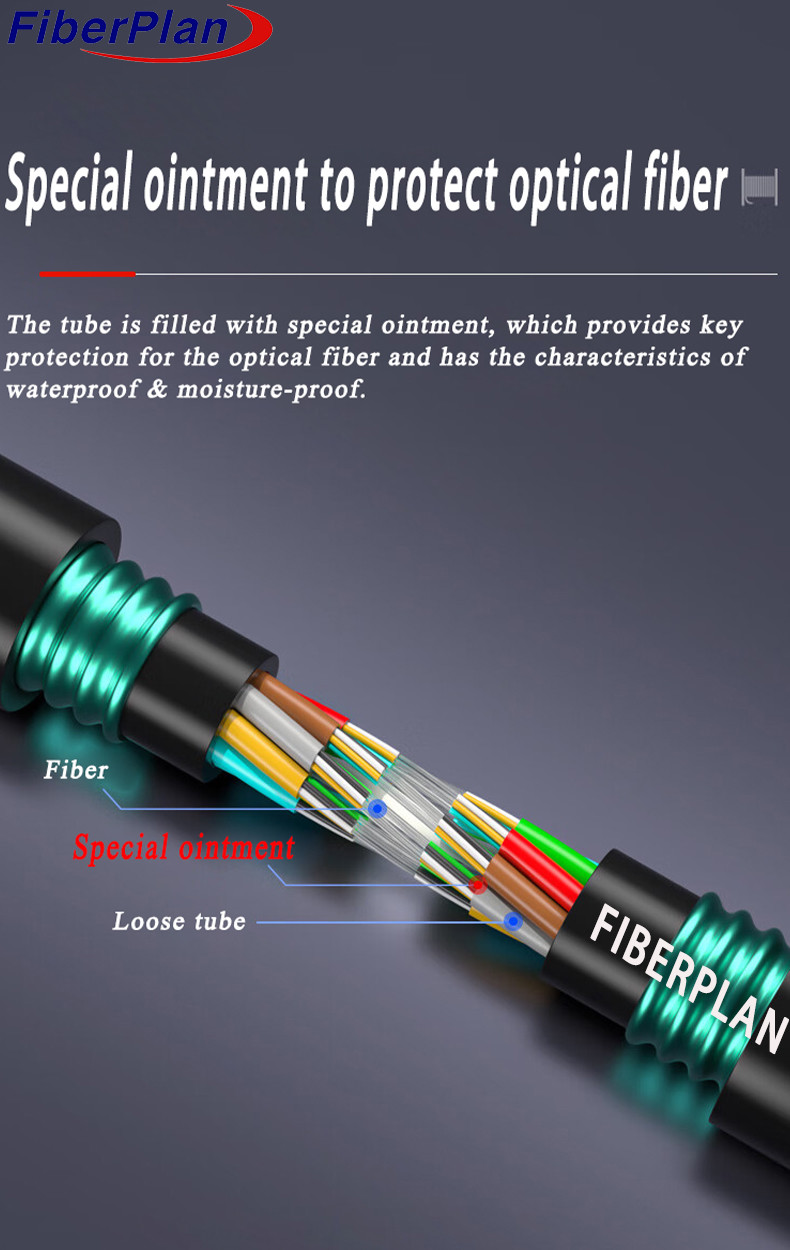 Direct Burial GYFTY53 Duct 6 Strand Armored Fiber Optic Cable Anti Rodent