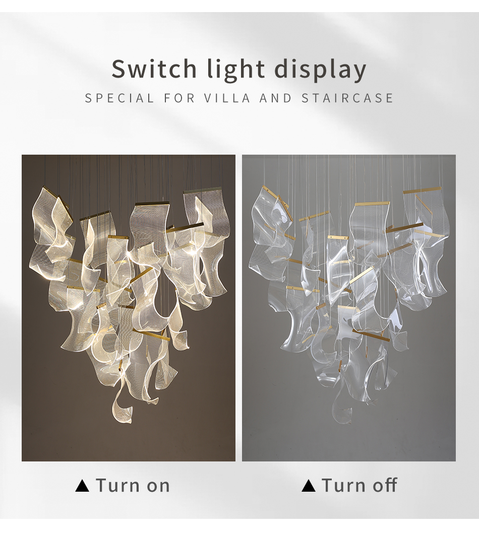 Hall Large Staircase Lighting LED Crystal Chandelier for living room hanging hallway lights(WH-NC-55)