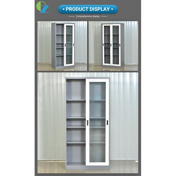 H1850mm Two Glass Sliding Door Steel Office Cupboard Office Steel Furniture