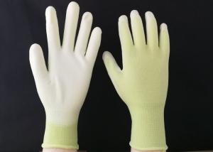China 13 Gauge Polyurethane Coated Gloves Green Nylon Seamless Reusable Design wholesale