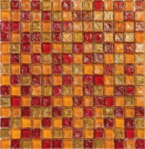 China Orange color water waving glass mosaic tile for small place decoration wholesale