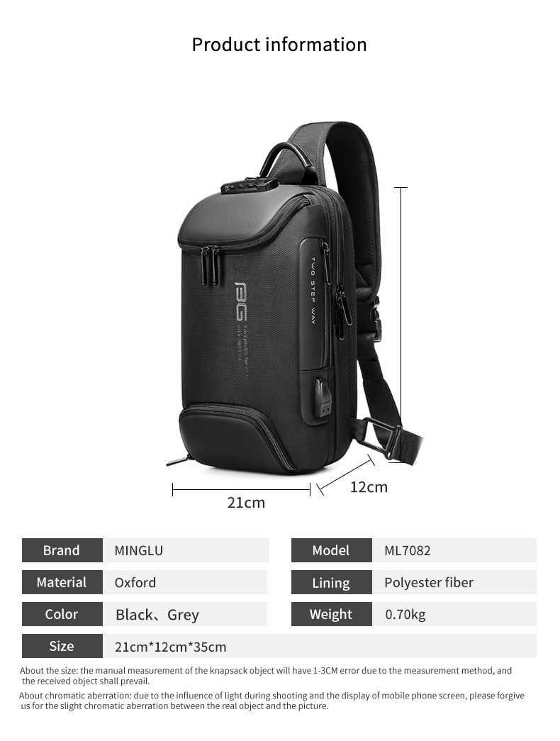 Factory hot sell wholesale fashion anti theft men custom waterproof shoulder chest crossbody sling bag for men
