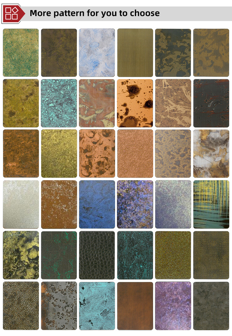 Custom Texture Antique Copper/Brass/Bronze Retro Art Design Antique Stainless Steel Sheet