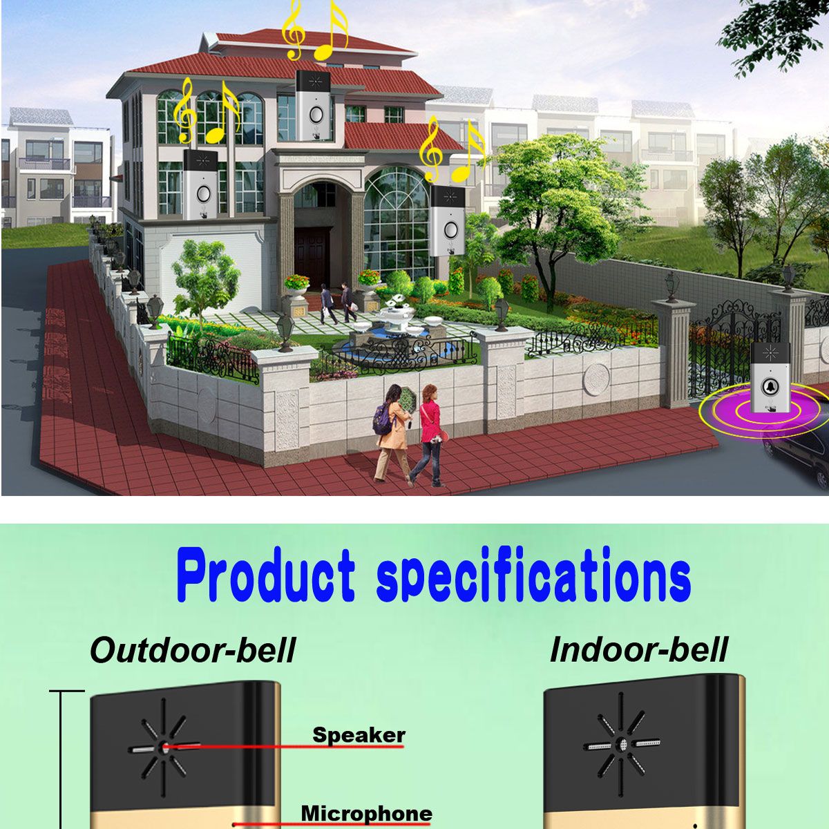 new arrival press to talk wireless door bell
