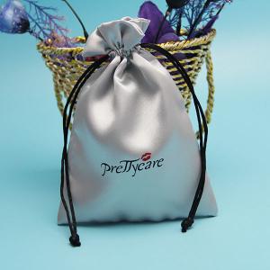 China Personalized Luxury Satin drawstring eyelash Packaging bags with logo printing wholesale