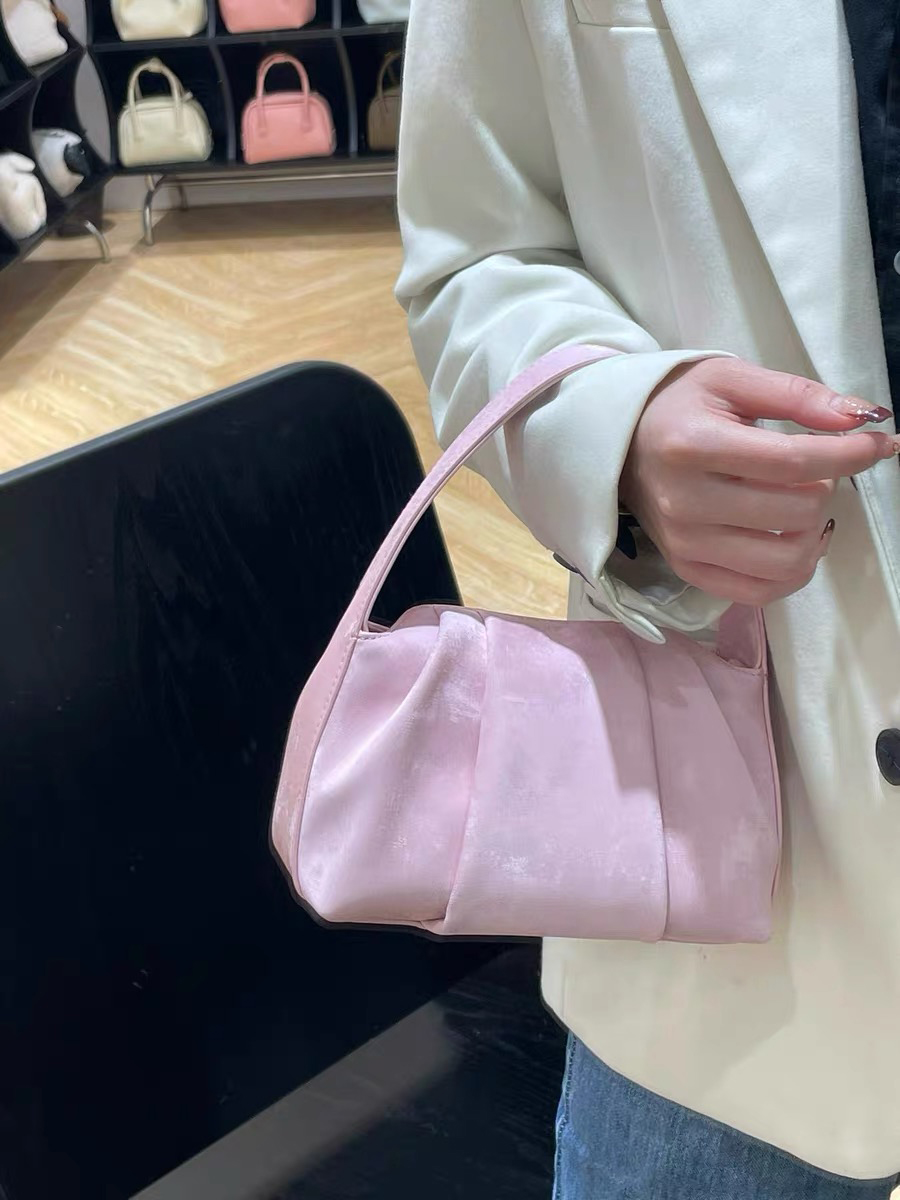 Custom Satin Cowhide Genuine Leather Shoulder Crossbody Bags for Women's Clouds Folds