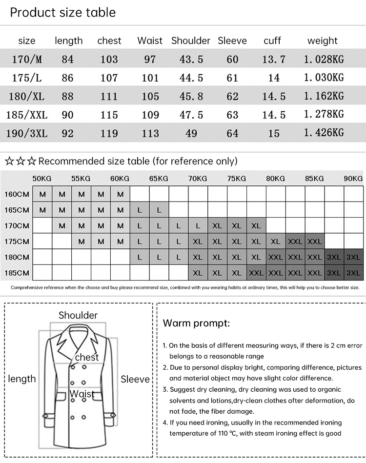 Business Casual Double-Breasted Men's Woolen Coat in Standard Thickness Canvas Fabric