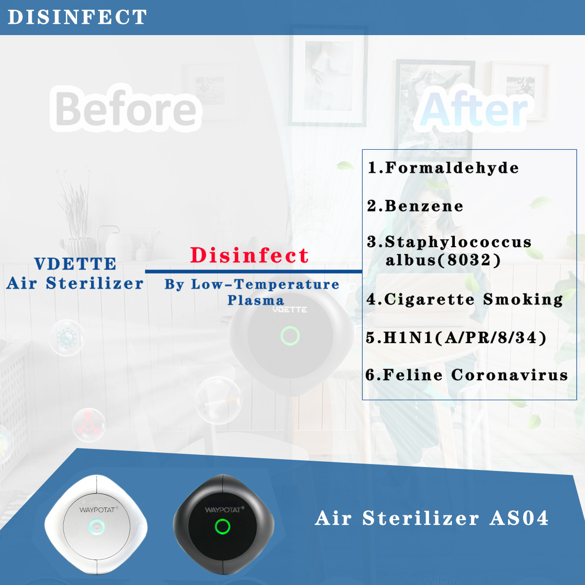 RoHS Wall Hanging Air Purifier Smart Home Air Filter For Hospital Ward Ambulance Pet Hospital