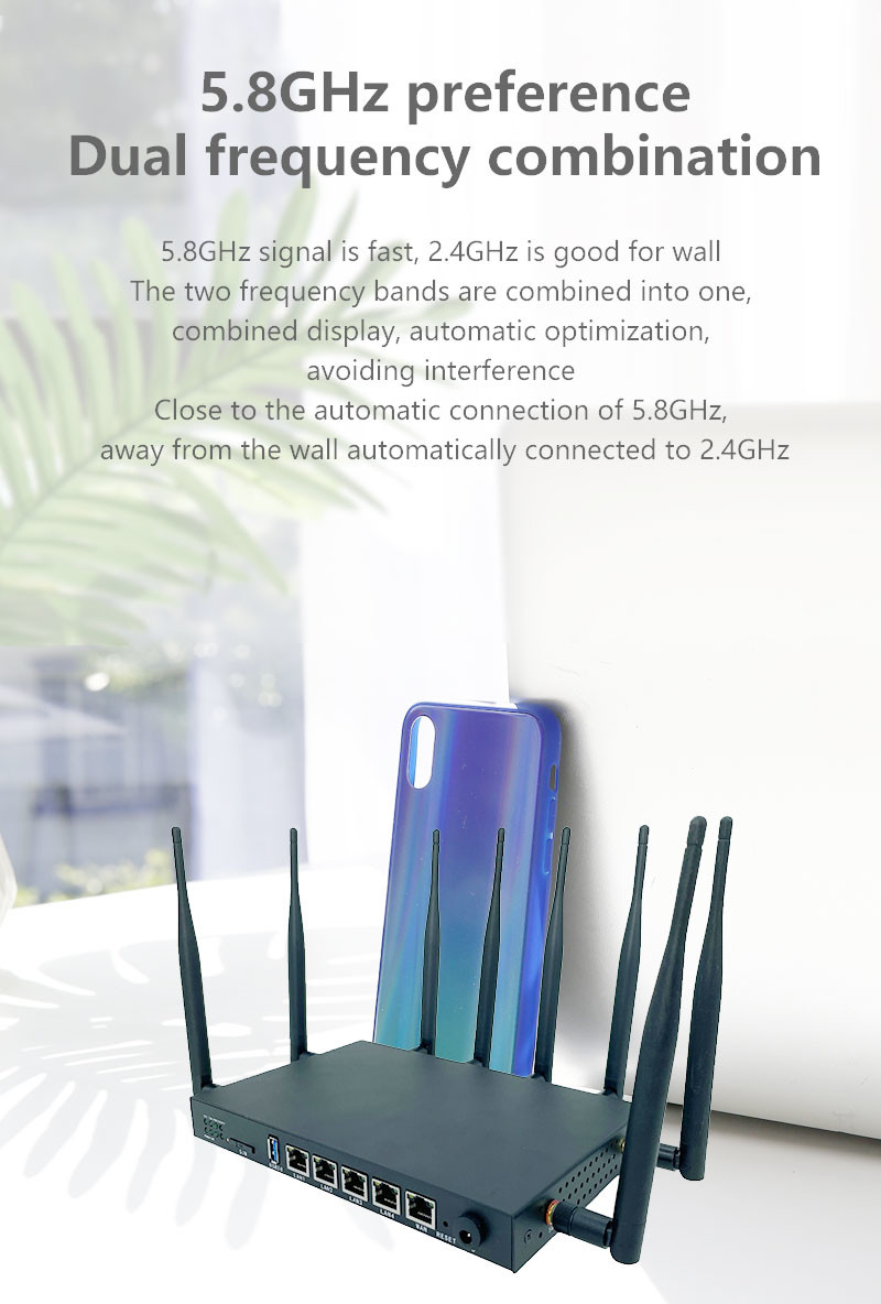 WS1208 1200Mbps 4G 5G Routers 5g Wireless Router With Black Metal Shell