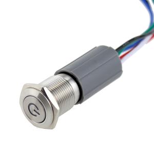 China 16mm IP67 Anti Vandal Push Button Switch With Harness Plug wholesale