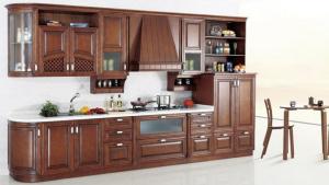 China Cheey solid wood kitchen cabinet set,Modern kitchen cabinet,Arc style cupboard wholesale