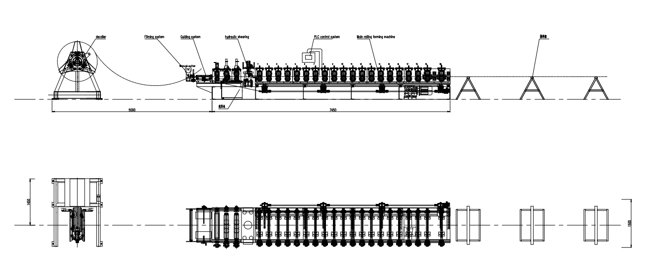 680 Linear self lock standing seam panel rolling forming machine working flow
