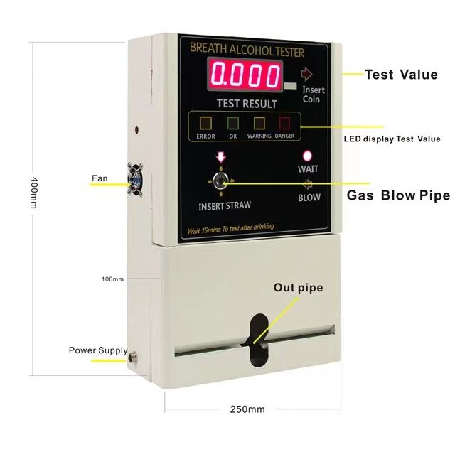 Digital Lcd Display Coin Operated Breathalyzer At319