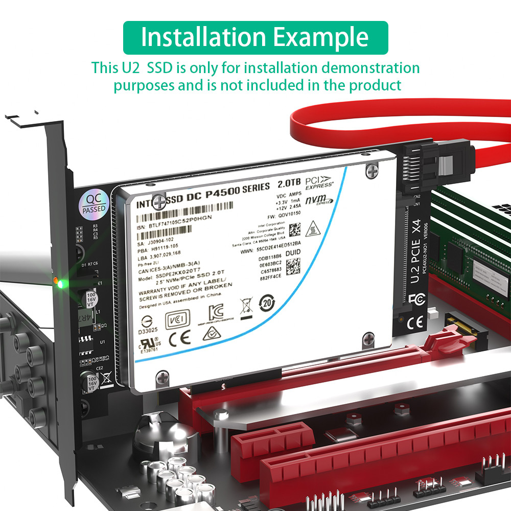 PCI-E Riser 3.0 4X To U.2 SFF-8639 Adapter SSD To PCI Express Card 2.5" SATA
