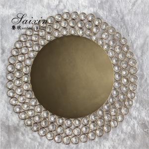 China Glass Gold Beaded Charger Plates Wedding Crystal 12 Inch wholesale