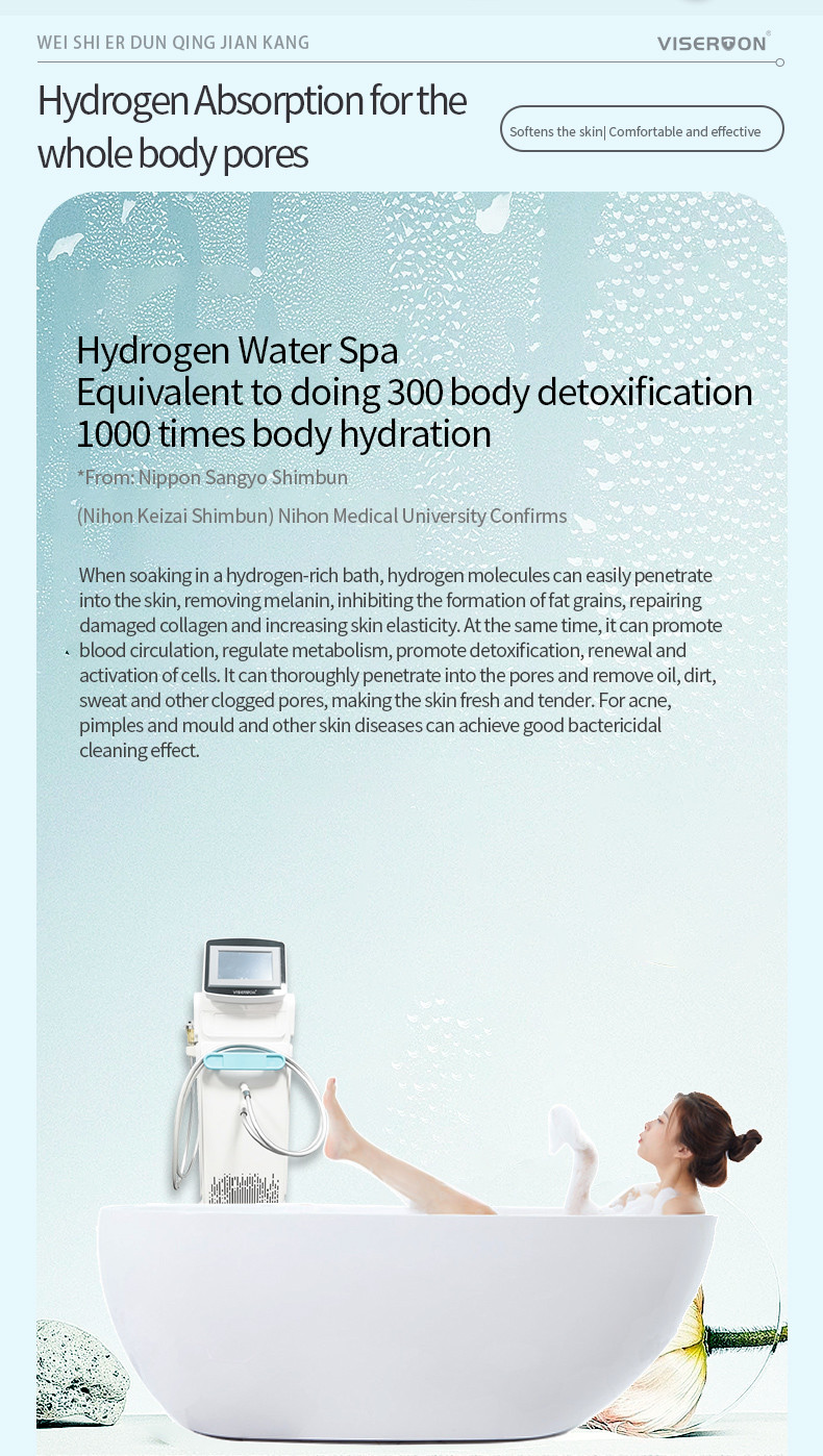 Health Care Hydrogen Bathing Generator 99.99% Hydrogen Concentration and PEM Technology