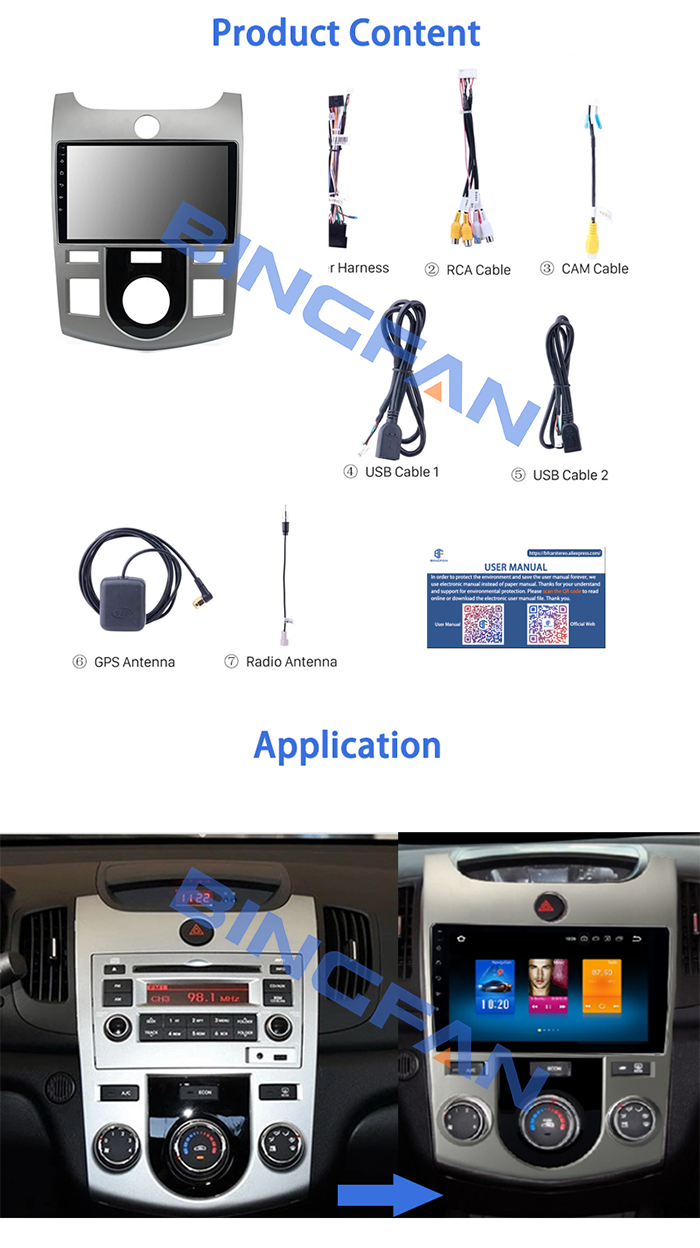 Kia Car Stereo Forte CERATO 2009-2013 Car Radio Android 10 Car DVD Player 2 Din Touch Screen Car Gps Navigation