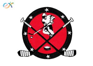 China Twill Custom Embroidered Logo Patches , Round Shape Embroidered Hockey Patches wholesale
