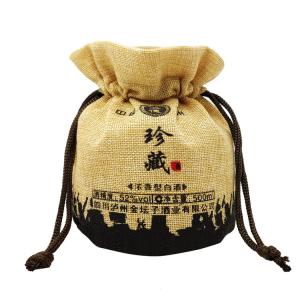 China Burlap Wine Champagne Packaging Pouch , Twisted String Wedding Hessian Bag wholesale