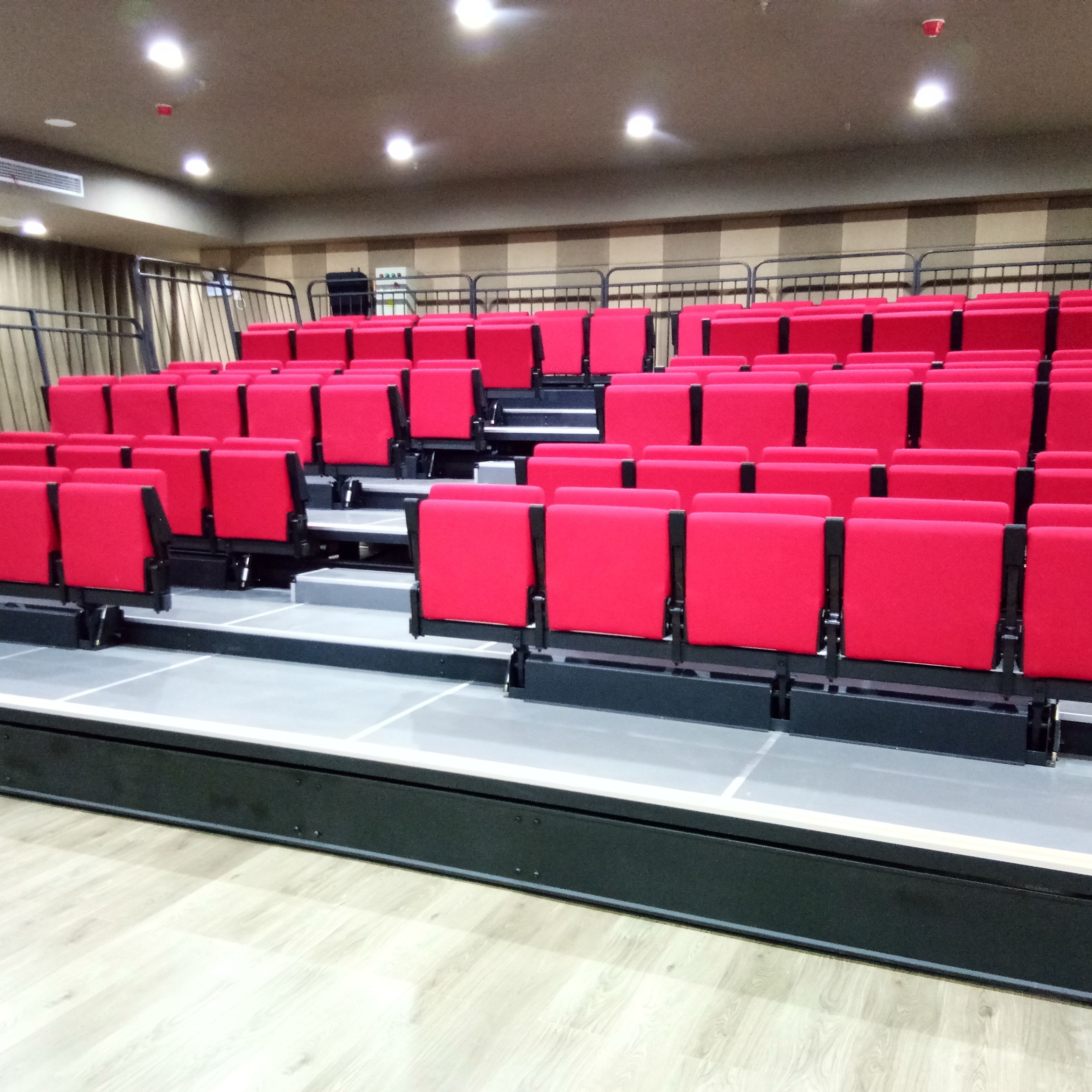 Optional Handrail Foldable Bleacher Seating With Customized Width
