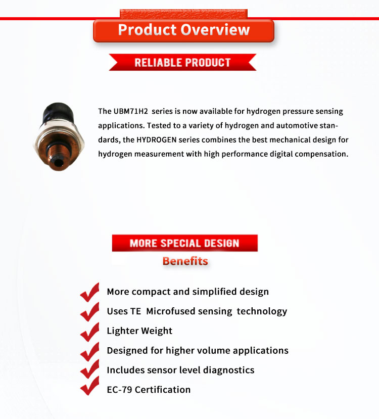 TE UBM71H2 EC-79 Hydrogen Pressure Sensors Hydraulic 316L Wetted Materials