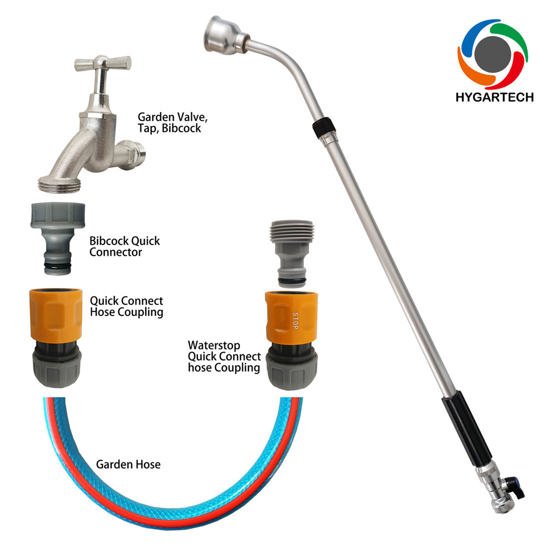 Telescopic Soft-Rain Spray Lance W/ Brass Ball Valve