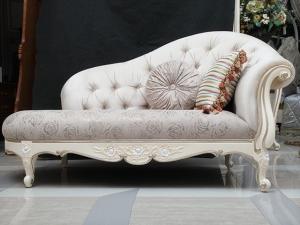 China Wood Carved French Antique Luxury Chaise Lounge Golden White wholesale