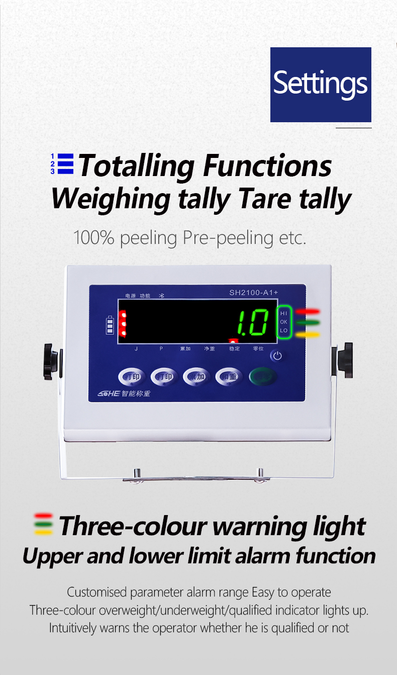 SOHE SH2100 A1 LED Display Industrial Weighing Scales with 500KG Capacity and Alarm Light