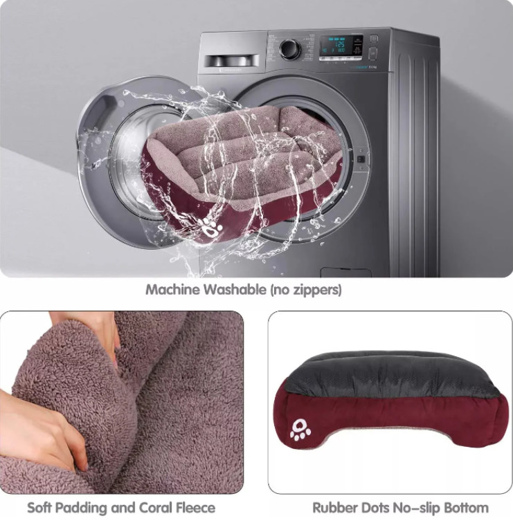 Polyester Pet Crate Bed Sofa Solid Plush Dog Bed