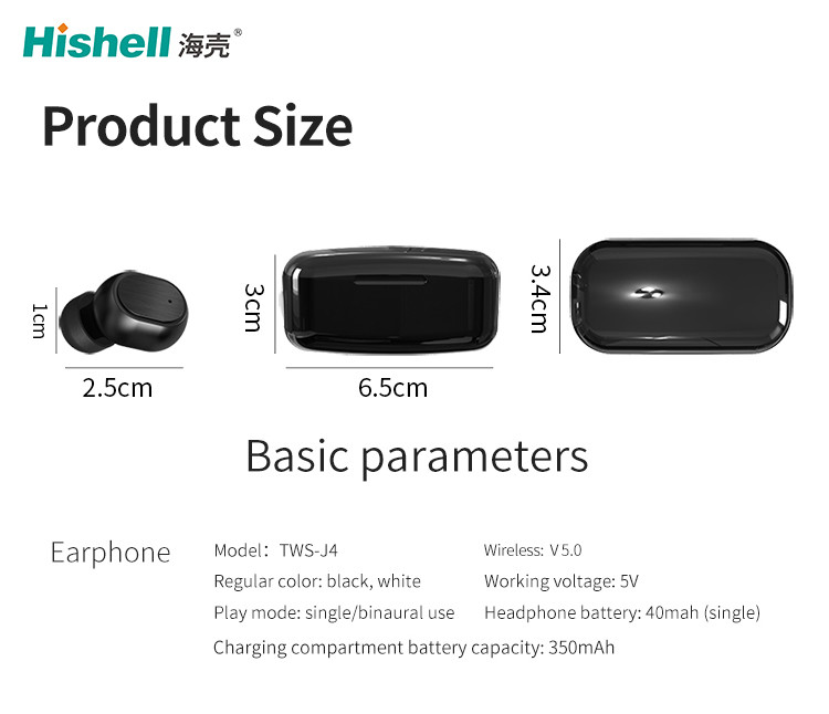 HiFi Wireless Invisible Bluetooth Earbuds 5.0 40mAh J4 Portable