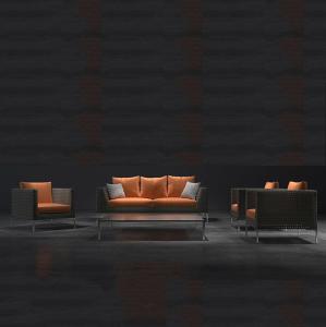 China 5 PCS Patio Aluminum Wicker Rattan Lounge Sofa Set Furniture wholesale