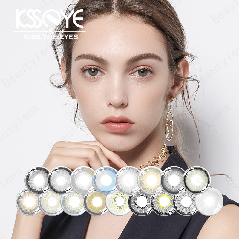 KSSEYE Gray Eye Contact Lenses Power 0-6.00 Graded Yearly Use Contact Lens