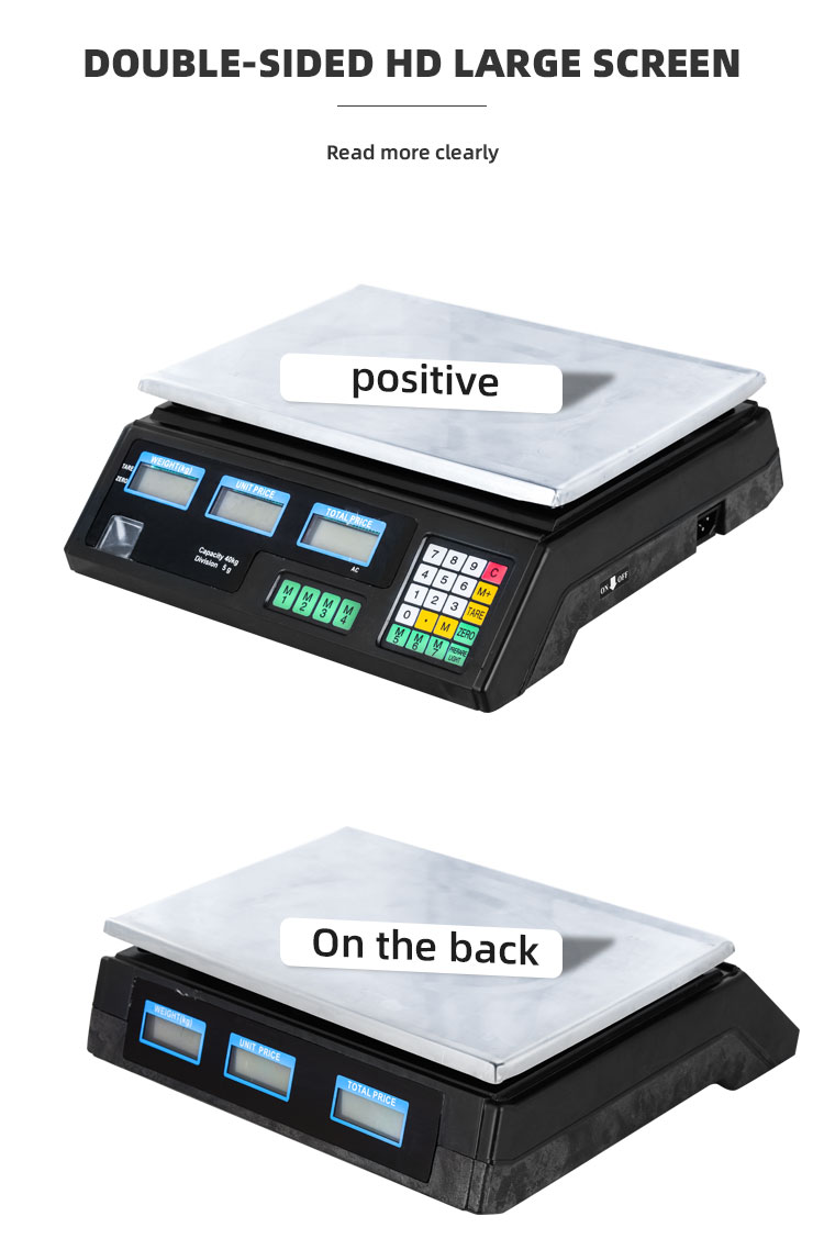 40kg Commercial Table Scale for Fruit Store Accurate Weighing Platform Plastic Stainless Steel Electronic Components