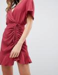 custom make short sleeve plain red girls mini dress