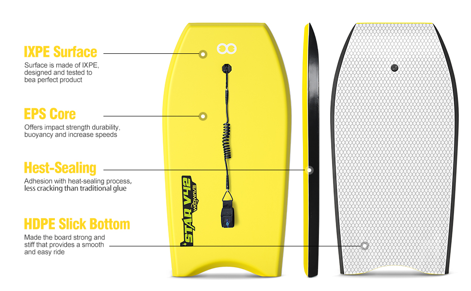 Folding Leash Plug WOOWAVE Lightweight 2.14lbs Surfboard with Board Width 20.9 Inch