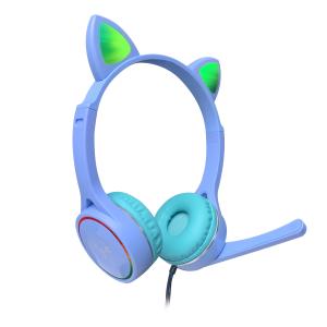 China 15m Transmission Cat LED Ear Headset Wireless Bluetooth With Mic Glowing Earphones Children Gifts wholesale
