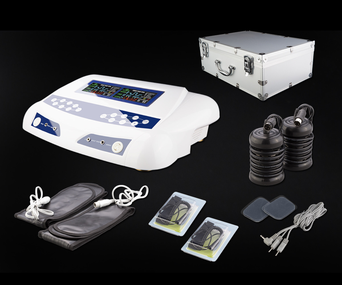 Home Use Dual Detox Foot Spa with Massage Belts and Pads Carrying Aluminium Case 20V 6A