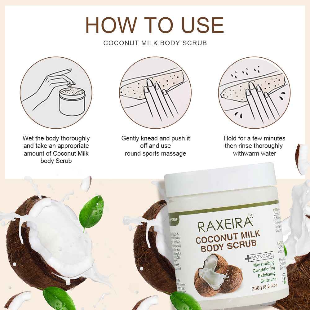 Exfoliate Skin Coconut Milk Skin Care Body Scrub 250g Black Color