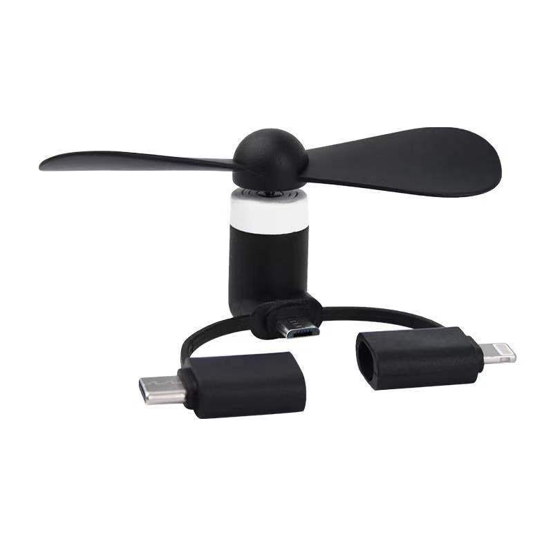 Customized Logo Mobile Phone Portable 3 In 1 USB Type C Fasting Cooling Mini Fan for 15g