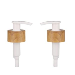 China Double Wall 28/410 Bamboo Finish Cosmetic Metal Gel Pump Lotion Cream Bottle pump wholesale