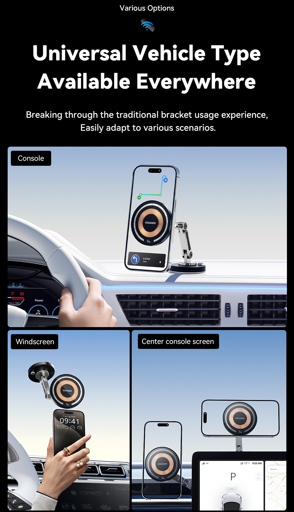ESSAGER ES-ZJ25 Series 15W Magnetic Car Phone Mount Holder