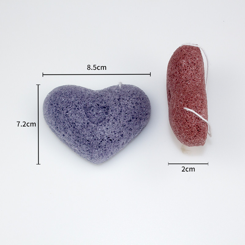 Beige Natural Konjac Facial Cleansing Sponge Eco Friendly Heart Bath Sponge