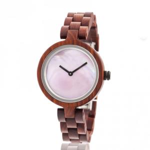 China Boyear Custom Logo Wooden Watches Luxury Red Sandal Fashion Wooden Quartz Watch Women,Ladies Fashion Watch wholesale